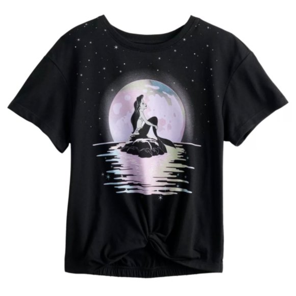 Disney's Ariel The Little Mermaid Girls Large 10/12 Neon Stars Twisted Hem Tee - Picture 1 of 6